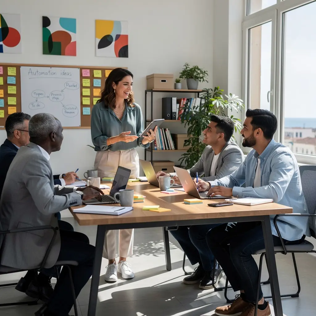 Professional team collaboration in modern office